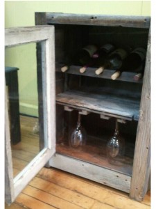 RUSTIC wine cabinet with door open
