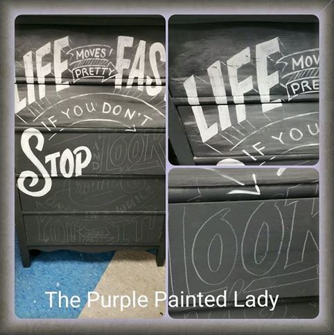 Typography Life Moves Fast quote The purple Painted Lady Chalk Paint annie sloan dresser