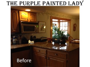 The Purple Painted Lady Kitchen BEFORE AFTER SUsan Old White 1