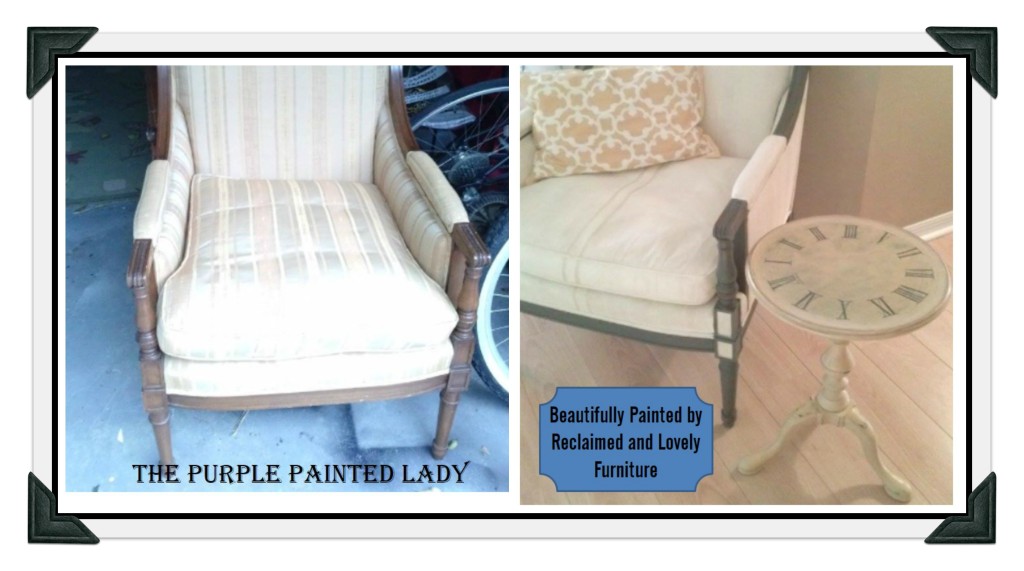 PicMonkey Collage the purple painted Lady Reclaimed and lovely furniture fabric chair chalk paint