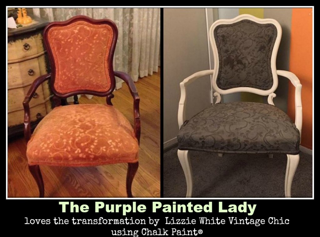 The Purple Painted Lady Michael Herrmann Chalk Paint Annie Sloan Chairs with fabric Graphite Lizzie White Vintage Chic