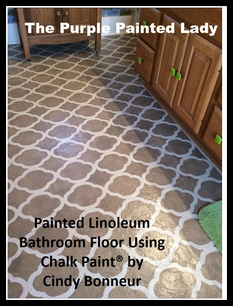 The Purple Painted Lady Painted Linoleum Floor bathroom Annie Laquer Chalk Paint