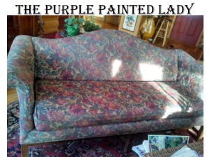 The Purple Painted Lady Painting a couch chalk Paint fabric BEFORE After 1