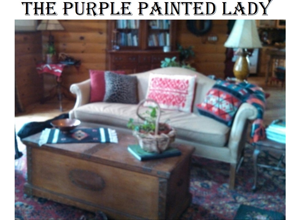 The Purple Painted Lady Painting a couch chalk Paint fabric before after 2