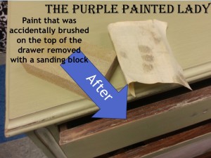 The Purple Painted Lady Versailles Antoinette sanding block drawer AFTER 2