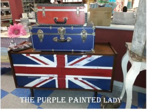 Inside of store 77 west main street Union Jack suitcases