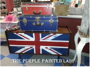 Inside of store 77 west main street Union Jack suitcases
