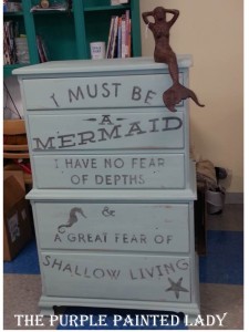 Mermaid dresser with mermaid statue