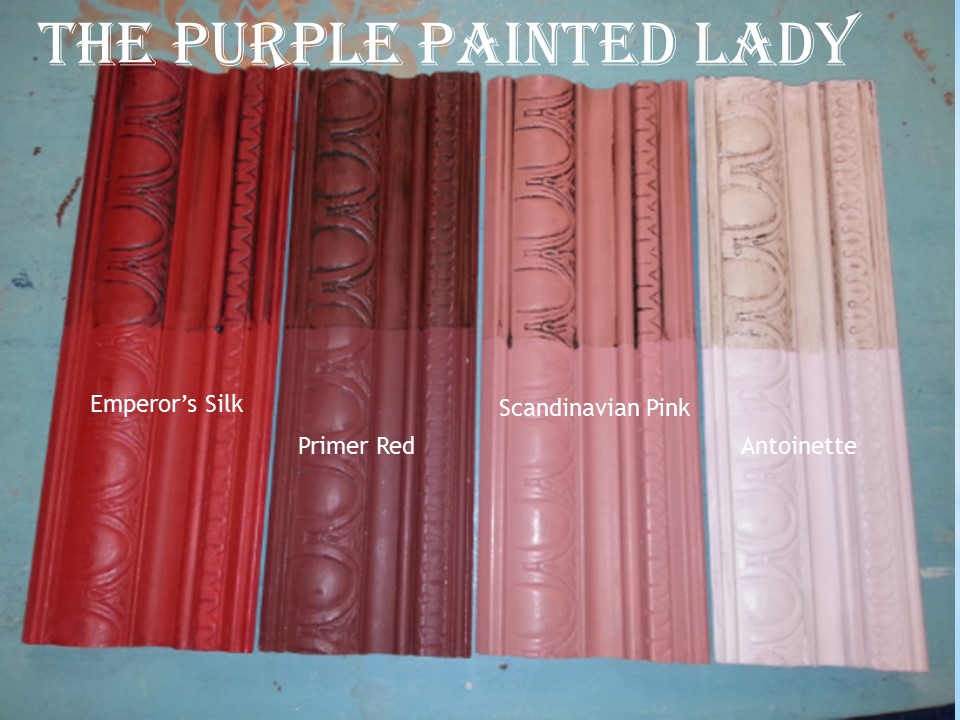 Primer red Sample Board Comparison The Purple Painted Lady Chalk Paint Antoinette Emperor Silk Scandinavian Pink Chalk Paint 2