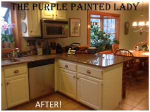 The Purple Painted Lady Kitchen BEFORE AFTER SUsan Old White 2