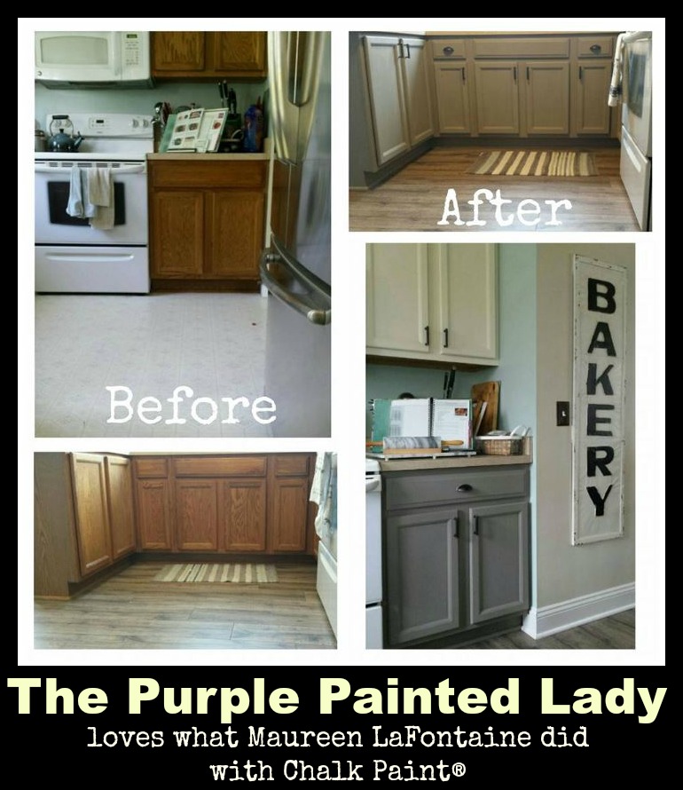 The Purple Painted Lady Maureen Gaffney LaFontaine Kitchen transformation Chalk Paint before after