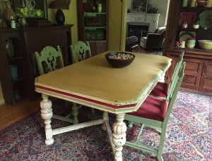 BEFORE The Purple Painted Lady Indigo Tones dining table Florence
