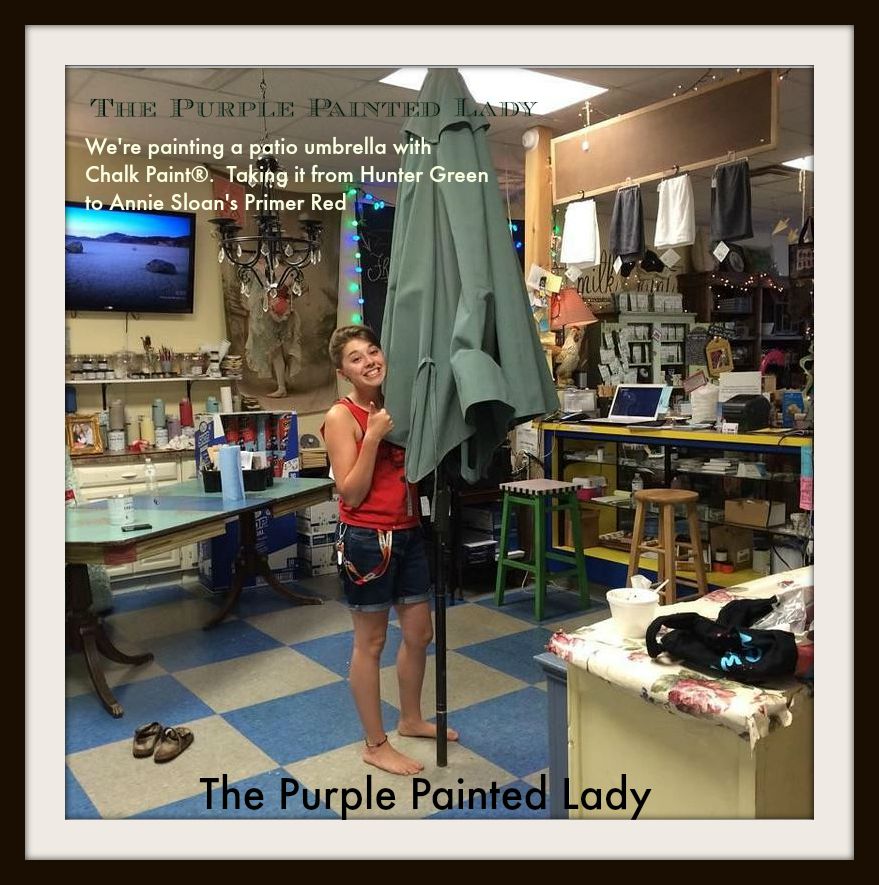 The Purple Painted Lady Courtney Patio Umbrella Chalk Paint Primer Red