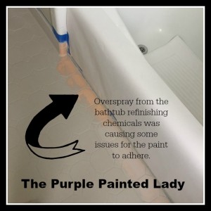 The Purple Painted Lady Kim Gray Tile Floor Chalk Paint AFTER paint did not adhere overspray