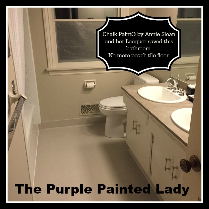 The Purple Painted Lady Kim Gray Tile Floor Chalk Paint AFTER with double vanity