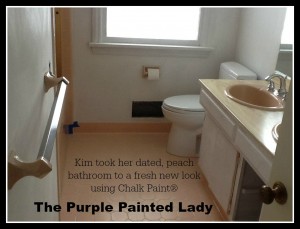 The Purple Painted Lady Kim Gray Tile Floor Chalk Paint BEFORE 1