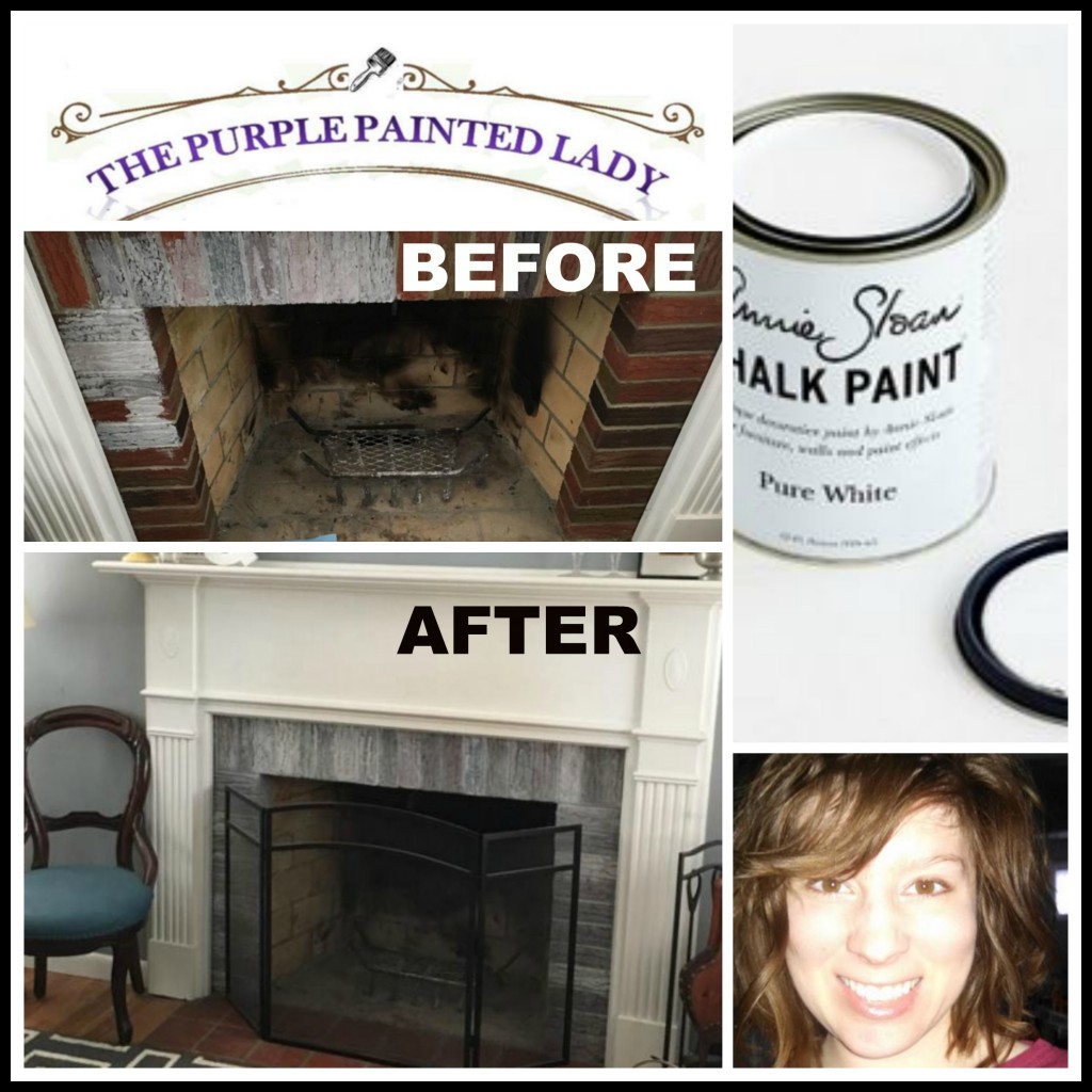 The Purple Painted Lady Pure White Chalk Paint Annie Sloan Fireplace brick