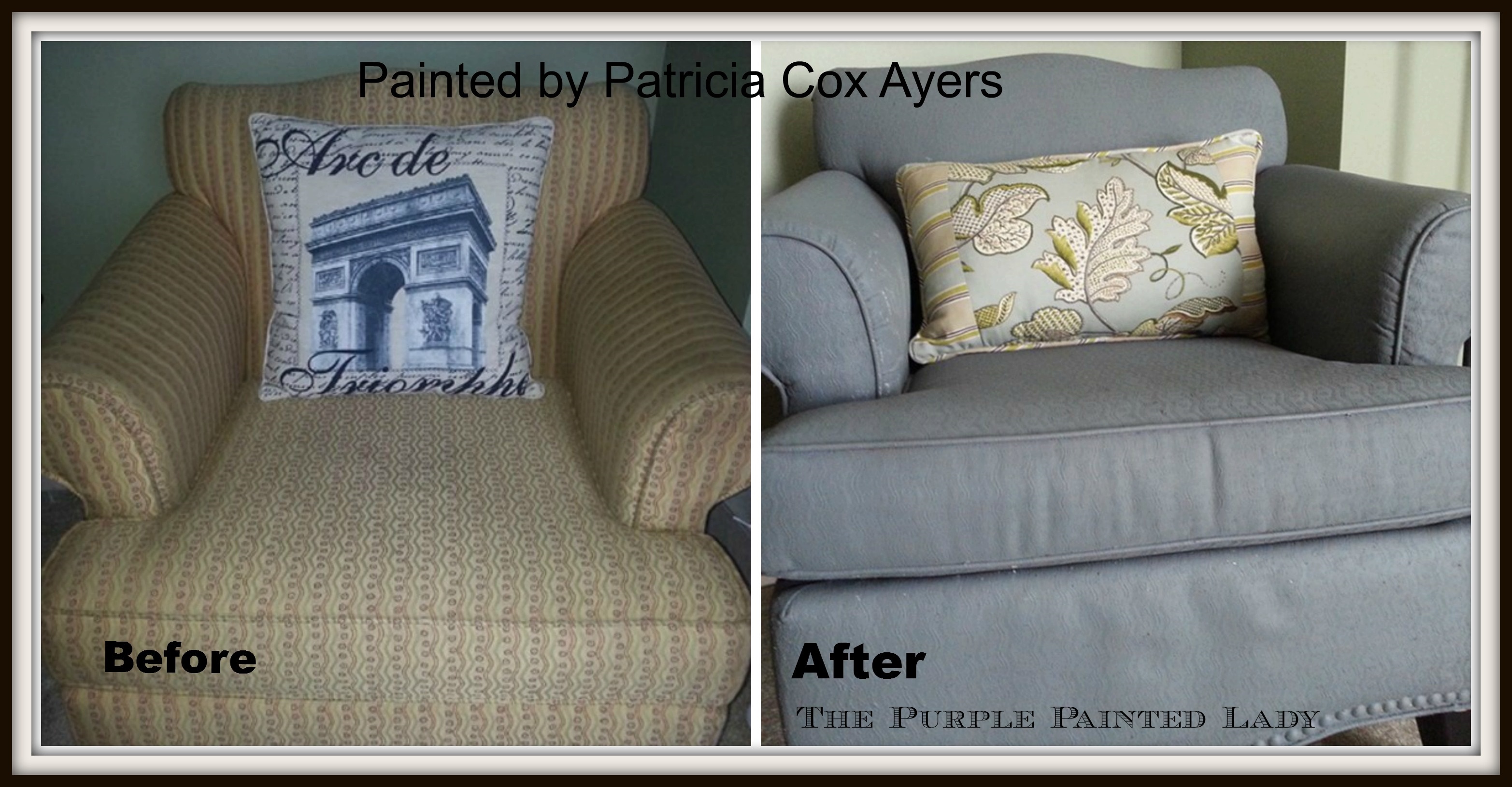 Using Chalk Paint To Your Couch Or Wing Back Chair Fabric Leather The Purple Painted Lady - How To Dye Furniture Fabric