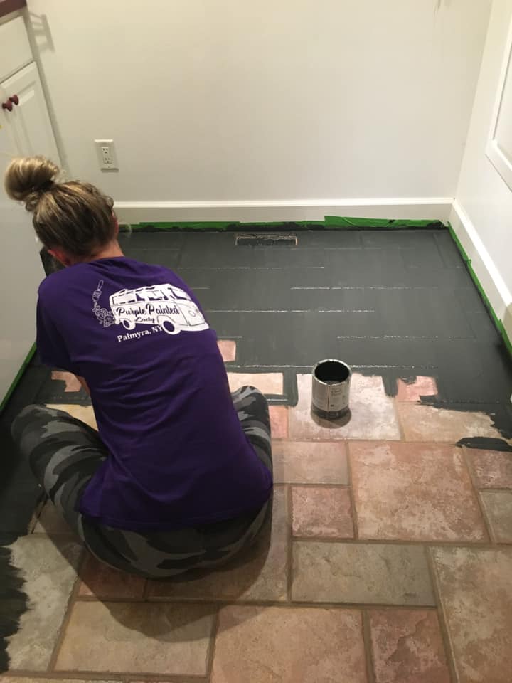 Tile Floor The Purple Painted Lady, Paint Tile Floor To Look Like Slate