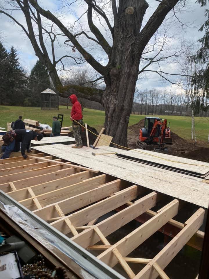 Can you see the steel beam beneath the addition? Jason McPike our new contractor said if we had built this addition with large island and stove and accounted for 10 to 20 people in this space based on the first companies plans- I would have had a problem. The morale of this story- get referrals PRIOR ro signing a contract and putting down a deposit. No matter how excited you are. Learn from my mistake!